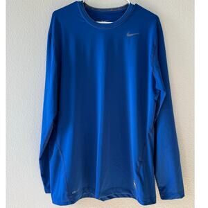 Nike Pro Combat Dri-FIT Fitted Long Sleeve Shirt Men’s XL Blue Training